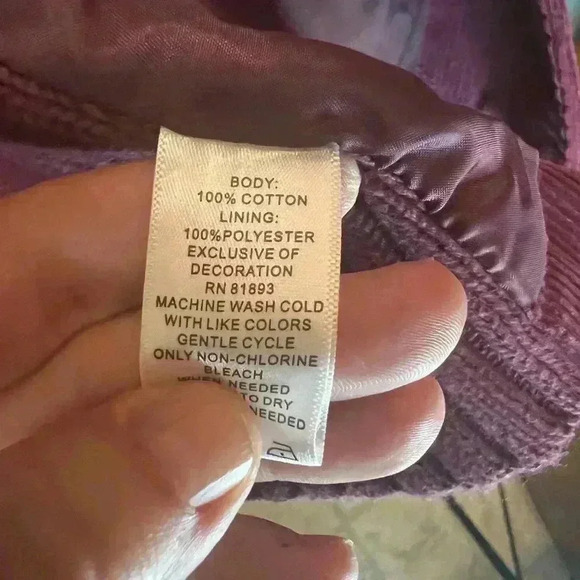Vintage 90s Denim & Co Purple Collared Corduroy Knit Toggle Coat Medium - Picture 7 of 7
